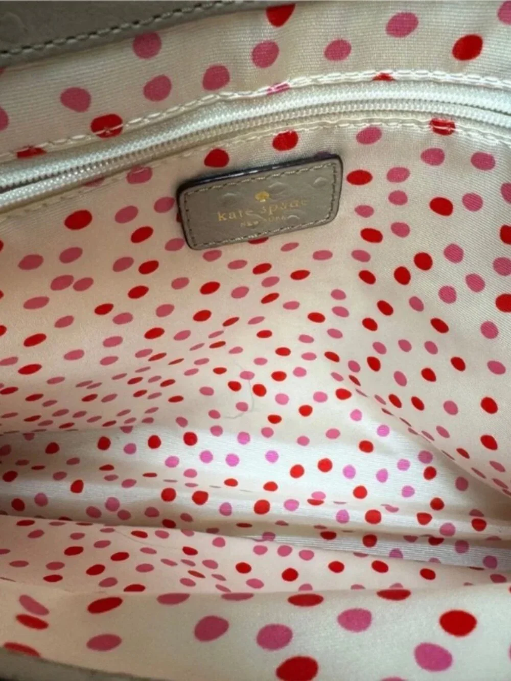 Kate Spade Light Taupe Quinn Ostrich Embossed Leather Wellesley Quinn Bag